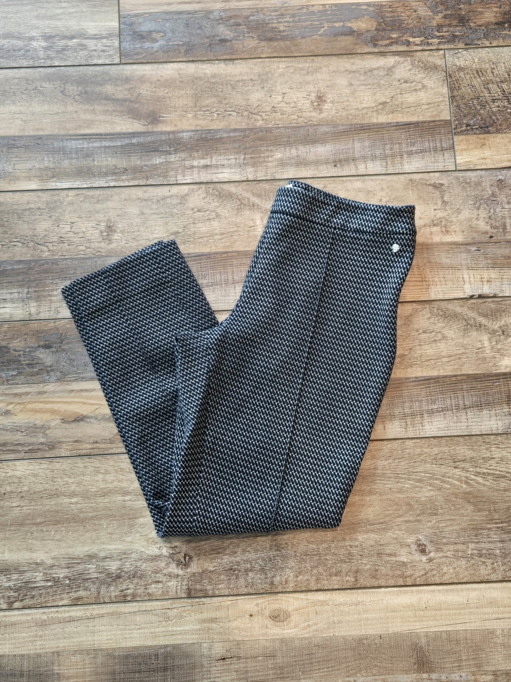 Girls Black & White Patterned Ponte Pants